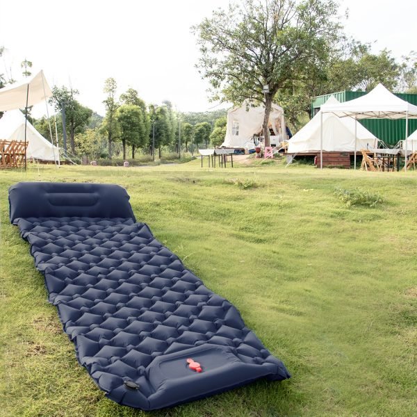 Outdoor Sleeping Pad Camping Inflatable Mattress with Pillows Travel Mat Folding Bed Ultralight Air Cushion Hiking Trekking 6